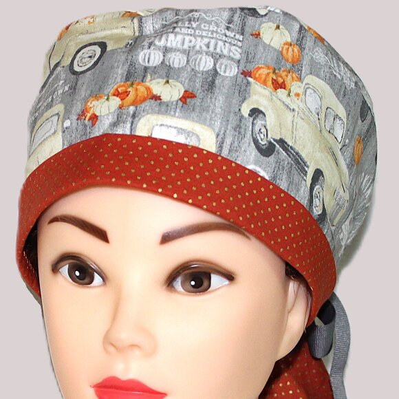 Pumpkin Patch Womens Ponytail Scrub Cap NWOT, Handmade - Picture 2 of 6